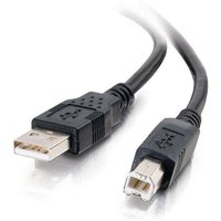 Black C2G 3m USB 2.0 A/B cable with standard USB-A and USB-B connectors, 9.8 ft length.