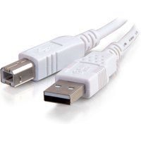 White C2G 3m USB 2.0 cable with USB A and USB B connectors, featuring a smooth finish and durable construction.