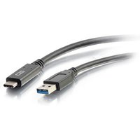 Black C2G 3M USB-C to USB-A cable, SuperSpeed 5Gbps, featuring sleek connectors and durable design.