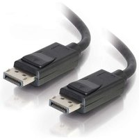 Black C2G 54402 DisplayPort cable, 3.05 m, with two rectangular connectors featuring latches and gold-plated contacts.