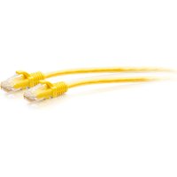 Yellow C2G 7.6m Cat6a slim Ethernet patch cable with snagless connectors and unshielded twisted pairs.