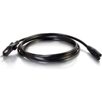 Black 2m C2G power cable with CEE7/7 plug and C7 coupler, coiled neatly.