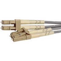 Grey Cablenet 0.5m OM2 50/125 LC-LC Duplex LSOH Fibre Patch Lead with beige connectors.