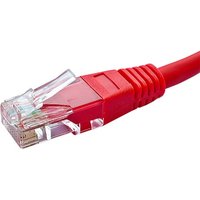 Red 10m Cat6 RJ45 Ethernet cable with flush booted connector and clear clip.