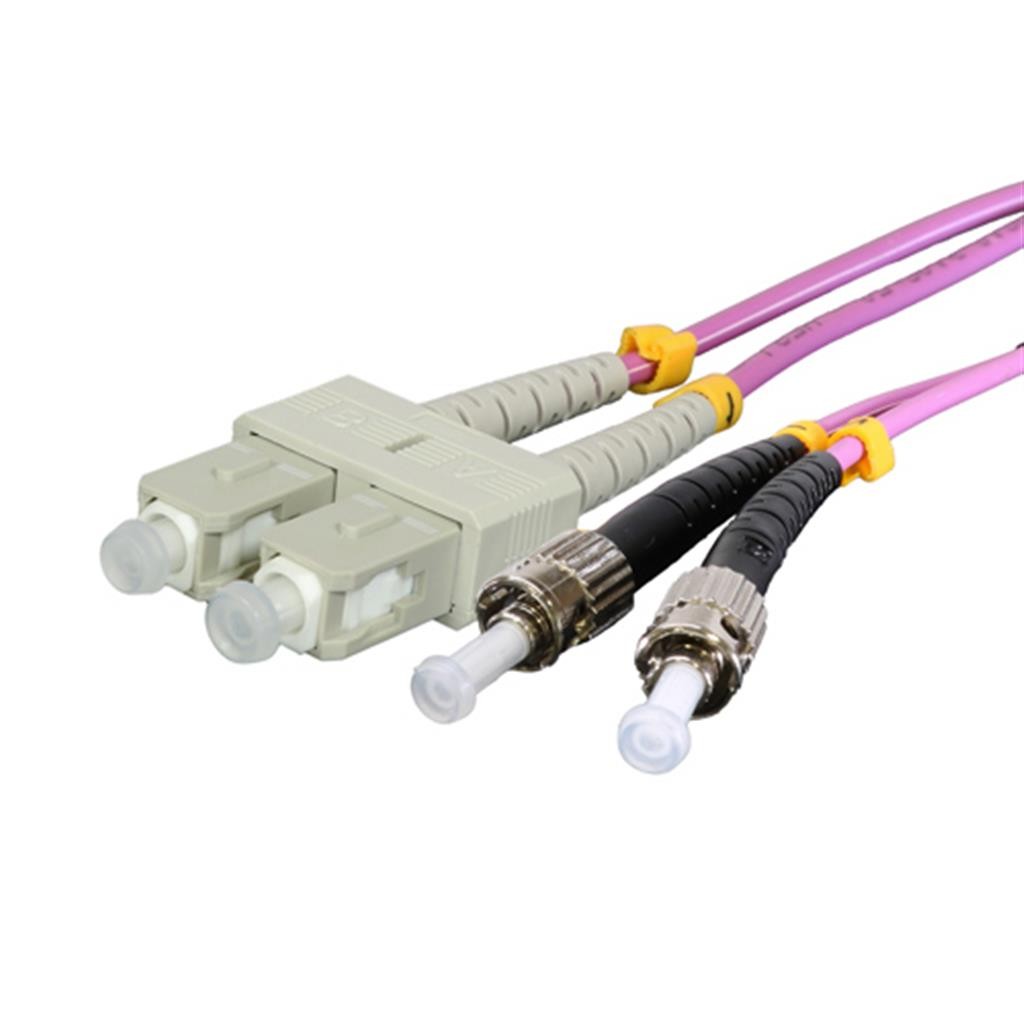 Cablenet 15m OM3 50/125 ST-SC Duplex Violet LSOH Fibre Patch Lead - image 2