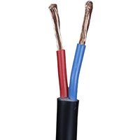 Black Cablenet 2 Core 2.5mm LSOH CPR Eca speaker cable, 100m, with exposed red and blue copper wires.