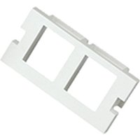 White Cablenet 2 Port Keystone Housing, rectangular with two square openings, 25mm x 50mm dimensions.