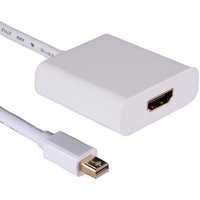 White Cablenet 20cm Mini DisplayPort Male to HDMI 1.4b adaptor, rectangular shape with HDMI port and cable end.