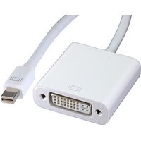 White Cablenet 20cm Mini DisplayPort to DVI adapter with male plug and female port, supports 1080p at 60Hz.