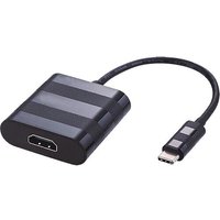 Black Cablenet USB 3.1c to HDMI adapter, 20cm cable, rectangular body with striped design, HDMI 1.4b female port.