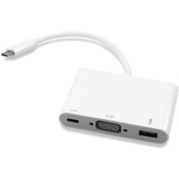 White Cablenet 20cm USB 3.1c to SVGA, USB 3.1c, USB 3.0 Type A active adapter with short cable and multiple ports