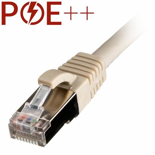 Grey 20m Cat6a RJ45 patch cable with snagless booted design, featuring LSOH material and 26AWG thickness, suitable for high-speed networking.