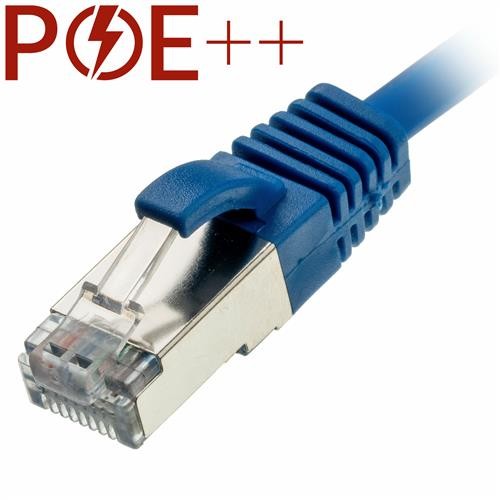 Blue 2m Cat6a RJ45 Ethernet cable with a slim snagless booted design, featuring a transparent connector and 30AWG U/FTP LSOH material for enhanced performance.