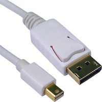 White Cablenet 2m DisplayPort 1.2 to Mini DisplayPort cable with gold-plated connectors and PVC jacket.