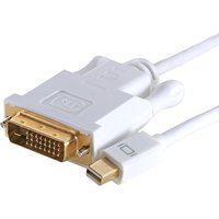 White 2m Cablenet cable with Mini DisplayPort male and DVI 24+1 male connectors, gold-plated for 1080p resolution.