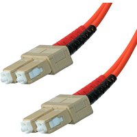 Orange Cablenet 2m OM3 SC-SC Duplex Fibre Patch Lead with beige connectors and black strain relief.