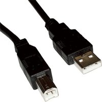Black 2m USB 2.0 cable with Type A male and Type B male connectors, PVC jacket by Cablenet.