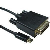 Black Cablenet 2m USB 3.1c to DVI 24+1 cable, featuring a slim USB-C connector and a larger DVI connector.