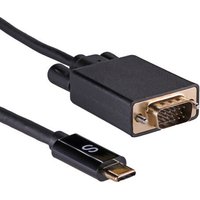 Black Cablenet 2m USB 3.1c to SVGA HD15 cable, gold-plated connectors, supports 1080p 60Hz.