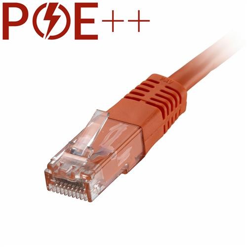 Orange 30m Cat6 RJ45 Ethernet cable with a flush moulded boot, made of PVC and 24AWG, featuring a transparent connector for enhanced durability and performance.