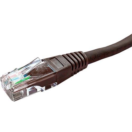 Brown 3m Cat5e RJ45 Ethernet cable with a flush moulded boot and 24AWG U/UTP PVC material, featuring a clear connector at one end.