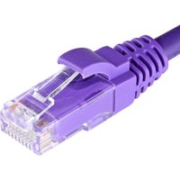 Violet Cat5e RJ45 patch cable with snagless boot, 3m length, LSOH jacket, U/UTP, 24AWG, by Cablenet.