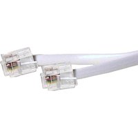 White Cablenet 3m RJ11 cable with 6p6c connectors and 6 core straight wiring