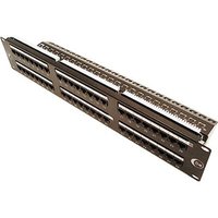 Black Cablenet 48 Port Cat5e UTP 2u Patch Panel with numbered ports and metal frame.