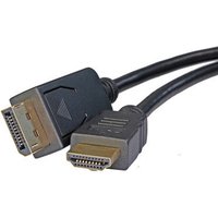 Black 5m Cablenet cable with DisplayPort 1.2 and HDMI 1.4b connectors, supports 1080p 60Hz, uni-directional.