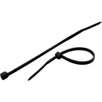 Black Cablenet cable ties, 4.8mm x 300mm, pack of 100, with locking mechanism and pointed tip.