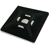 Black Cablenet cable tie base, 28mm x 28mm, square shape with adhesive backing, pack of 100.
