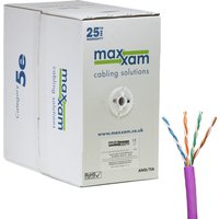 Violet Cat5e U/UTP cable, 305m Reelex box, LSOH 24AWG solid, CPR Cca, with exposed twisted pairs.