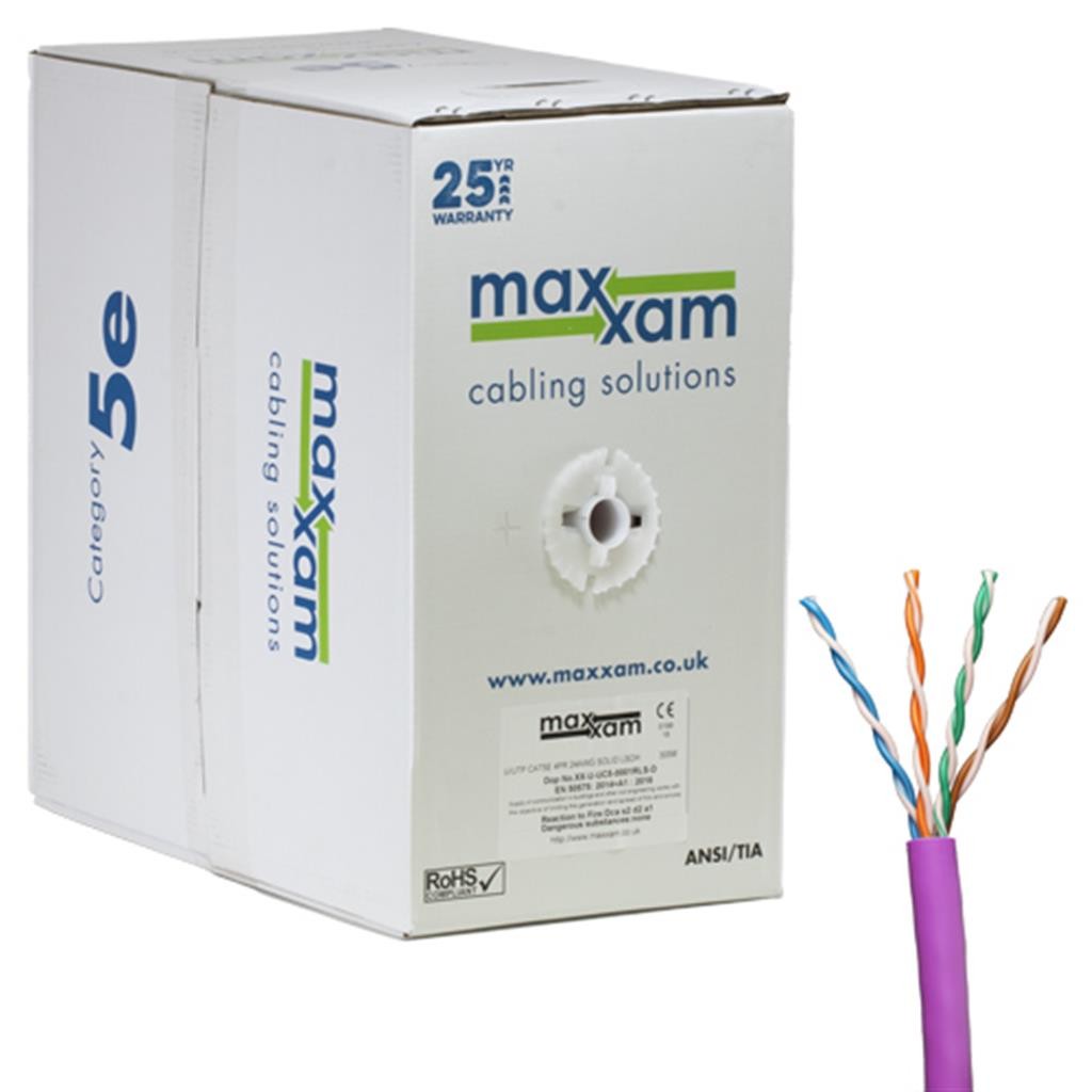Cablenet Cat5e Violet U/UTP LSOH 24AWG Solid CPR Dca Cable 305m Reelex - image 2