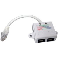 White Cablenet Cat5e Y Bridge Adaptor with short cable, RJ45 connector, and dual Ethernet ports.