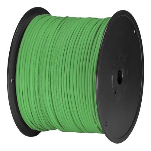 Green Cablenet Cat6 U/UTP LSOH 24AWG stranded patch cable on a black spool, featuring a smooth finish and designed for high-performance networking applications.