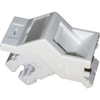 White Cablenet Cat6 UTP angled module, 25mm x 50mm, with a rectangular port and angled design.