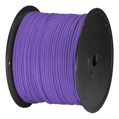 Violet U/UTP PVC 24AWG stranded patch cable on a black spool, featuring a 305m length, designed for high-speed networking applications.