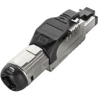 Cablenet Cat6a RJ45 FTP plug with silver metal casing and black latch, designed for field termination.