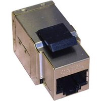 Cablenet Cat6a RJ45 FTP Keystone Panel Mount Through Coupler, metallic finish with black locking tab.