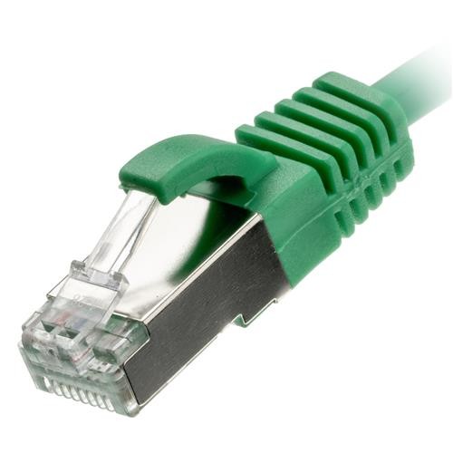 Green 0.25M Cat 6 UTP networking cable with a slim design, featuring a transparent connector and a sturdy plastic grip for easy handling.