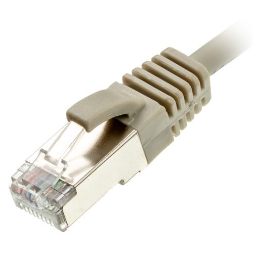 Grey 0.25M Cat6 UTP networking cable with a slim design, featuring a clear plastic connector and a locking tab for secure connection.