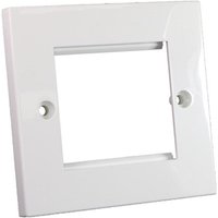 White Cablenet flat faceplate, 50x50mm, with two screw holes and a central rectangular opening.