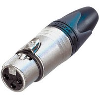 Silver Cablenet Neutrik XLR 3 Pole Female connector with black grip and locking mechanism.