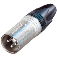 Silver Cablenet Neutrik XLR 3 Pole Male connector with black grip and metallic finish.