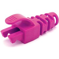 Pink Cablenet RJ45 snagless strain relief flush boot with ribbed design and 6.5mm diameter.