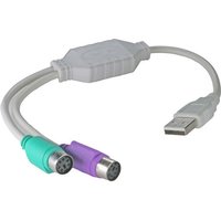 Gray Cablenet USB Type A Male to dual PS2 Female adapter, with green and purple connectors.