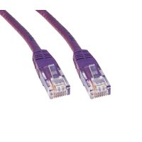 Violet Cat6 networking cable, 0.25m length, with clear RJ45 connectors, U/UTP design by Cables Direct.