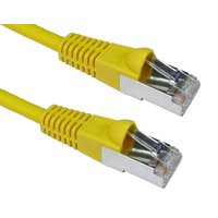 Yellow 1.5m Cat6A networking cable with SF/UTP shielding and clear RJ45 connectors by Cables Direct.