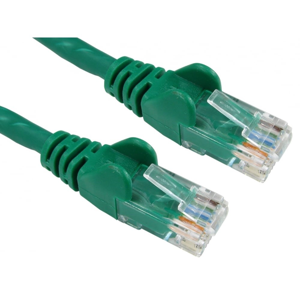 1.5m green economy gigabit networking cable featuring transparent connectors with visible wiring, designed for high-speed data transmission.