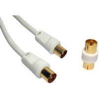 White 1.8m coaxial cable with gold-plated connectors by Cables Direct